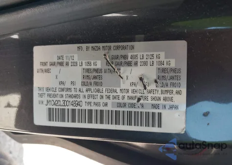 2013 Mazda Mazda5 Touring from USA, damaged, VIN JM1CW2CL3D0148940